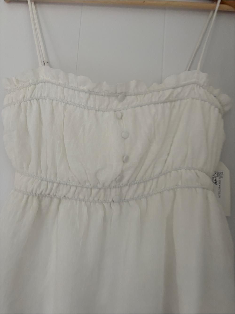 Sadie & Sage White Smocked Spaghetti-Strap Top